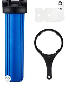 lot 55898 image: Geekpure 20 Inch Whole House Water Filter Housing-1NPT Bras Port -Fit 4.5x 20 Filter -Blue(1) (Retail $53.19)