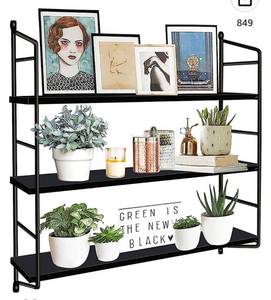 lot 55906 image: BOLUO Black Wall Shelf - Garage Storage System Shelves Modern Bathroom Decor Bedroom Living Room Kitchen 24 inches Long (610-B) (Retail $54.82)