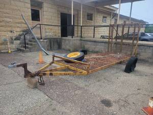 lot 1314 image: 12ft Metal Flat Bed Trailer W Ramp