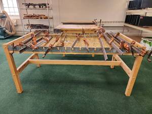 lot 12785 image: Wooden Table Workstation and 11 Jorgensen Bar Clamps