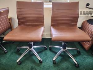 lot 12828 image: Lot of 2 Armless Brown Office Chairs