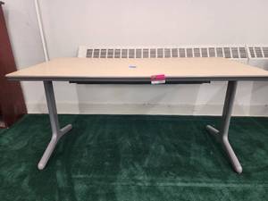 lot 12856 image: Wooden Student Desk W Steel Base