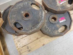 lot 1376 image: Lot of 3 Iron Grip 100lb Weight Plates