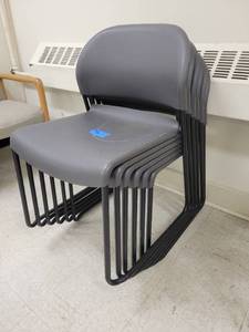 lot 1394 image: Lot of 6 Dark Gray Armless Stackable Chairs