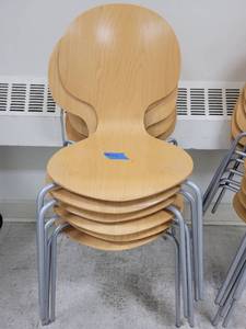 lot 1395 image: Lot of 6 Furniture Lab Wooden Armless Chairs