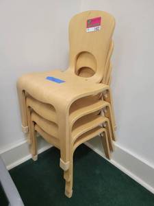 lot 1402 image: Lot of 4 Community Play Things Wooden Childrens Chairs