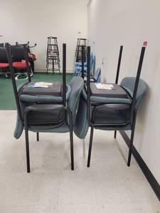 lot 1408 image: Lot of 4 Hon Teal Armed Waiting Room Chairs