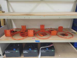 lot 1415 image: Lot of 6 Orange Metal Basketball Hoops