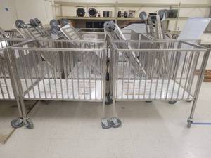 lot 1449 image: Lot of 2 Kaplan Stainless Steel Evacuation Cribs