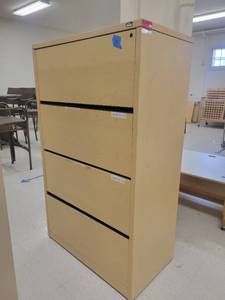lot 12976 image: Blonde Wood Laminate 4-Drawer&nbspFiling Cabinet