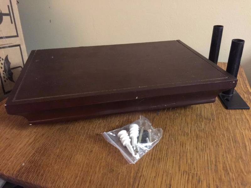 lot 361 image: 2 new wood shelves with easy hanging bracket ...