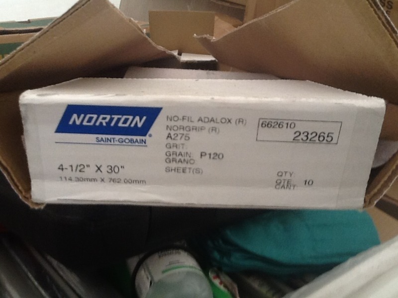 lot 7606 image: Box of Norton sandpaper 10 pieces in a box 4.5 x 30 great for bodywork sending many uses as a picture
