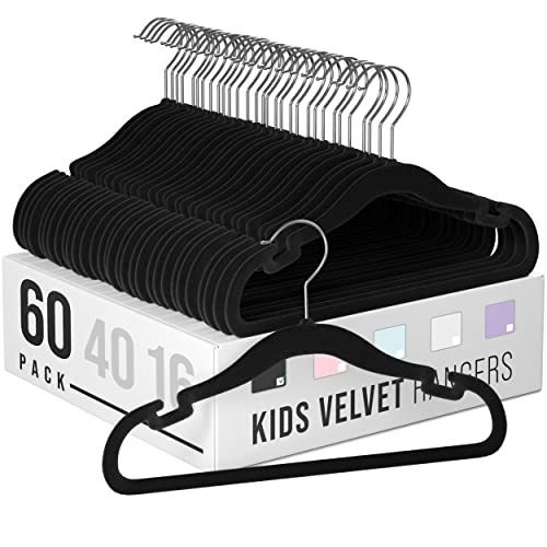 Neaterize Velvet Hangers 60 Pack Black - Heavy Duty Velvet Clothes