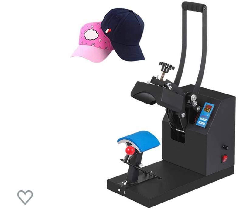 VEVOR Heat Press 6x3.75Inch Curved Element Hat Press Clamshell Design Heat Press for Hats Rigid Steel Frame No Stick Digital LCD Timer and Temperature