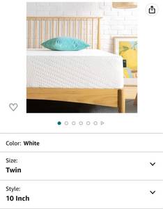 lot 38693 image: Zinus 10 Inch Green Tea Essential Memory Foam MattressBed-in-a-BoxAffordable MattressCertiPUR-US Certified, Twin, White