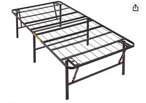 lot 38695 image: Amazon Basics Foldable Metal Platform Bed Frame with Tool Free Setup, 18 Inches High, Twin, Black