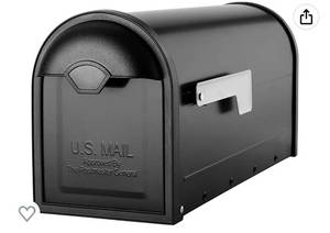 lot 38697 image: Architectural Mailboxes 8830B-10 Winston Nickel Flag Post Mount Mailbox, Medium, Black
