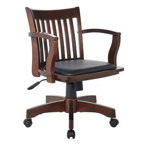 lot 38721 image: OSP Designs - Wood Bankers Vinyl Chair - Espresso