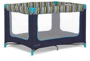 lot 38729 image: Dream On Me Zodiak Portable Playard in Navy, Lightweight, Packable and Easy Setup Baby Playard, Breathable Mesh Sides and Soft Fabric - Comes with a Removable Padded Mat