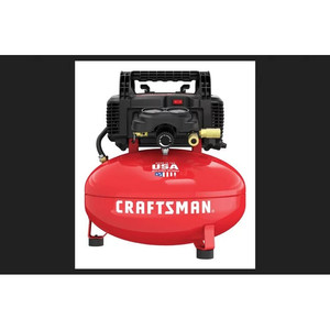 lot 38736 image: Craftsman 6 gal Pancake Portable Air Compressor 150 psi 0.8 HP tested works great