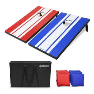 lot 1034 image: GoSports Classic Cornhole 3 x 2 Tailgate Size Bean Bag Lawn Game Red & Blue