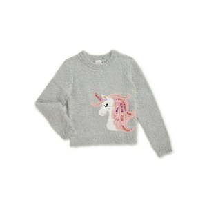 lot 1038 image: Wonder Nation Girls Graphic Eyelash Pullover Sweater, Sizes 4-18 & Plus