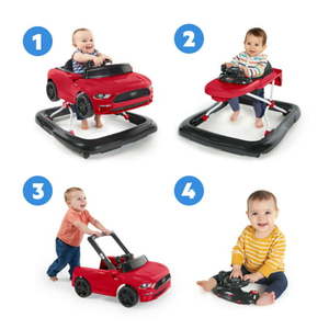 lot 1048 image: Ford Mustang 4-in-1 Red Baby Activity Center & Push Walker with Removable Steering Wheel Toy Infant Unisex