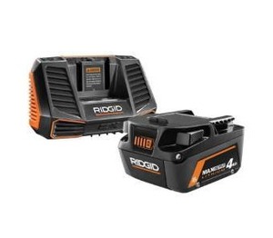 lot 1102 image: RIDGID 18V Lithium-Ion MAX Output 4.0 Ah Battery and Charger Starter Kit