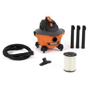 lot 1105 image: RIDGID 6 Gal. 3.5-Peak HP NXT WetDry Shop Vacuum with Filter, Hose and Accessories, OrangesPeaches