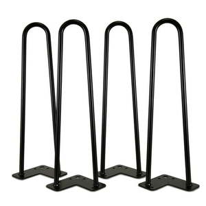 lot 2844 image: WEN 16-Inch Mid-Century Modern Satin Black Hairpin Table Legs 12 Diameter Set of 4