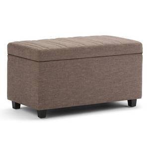 lot 1114 image: Simpli Home - Darcy Rectangular Traditional WoodEngineered Wood Bench Ottoman With Inner Storage - Fawn Brown
