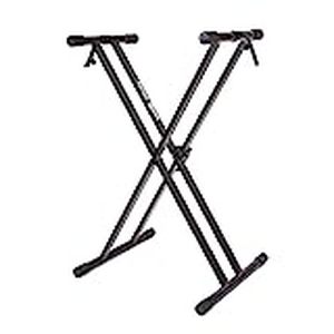 lot 2829 image: RockJam Xfinity Heavy-Duty, Double-X, Pre-Assembled, Infinitely Adjustable Piano Keyboard Stand with Locking Straps