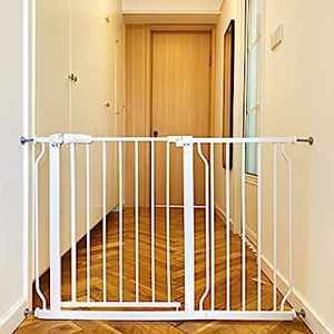 lot 3752 image: BalanceFrom Easy Walk-Thru Safety Gate for Doorways and Stairways with Auto-CloseHold-Open Features, Multiple Sizes, White, Model None