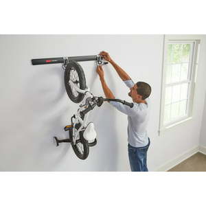 lot 5915 image: Rubbermaid FastTrack Garage 3-Piece Bike Storage Kit with 32 Rail and 2 Vertical Hooks