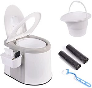 lot 5923 image: Tiktun Portable Travel Toilet for Camping and Hiking,Grey,Black and White,Large,Toilet-Black and White