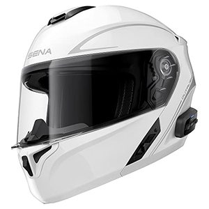lot 5930 image: Sena Outrush R Bluetooth Modular Motorcycle Helmet with Intercom System (Gloss White, XL)
