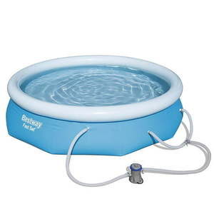 lot 1091 image: Bestway 10 x 30 Fast Set Inflatable Above Ground Swimming Pool with Filter Pump Round