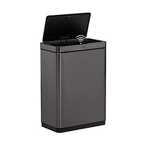 lot 1092 image: Rubbermaid Elite Stainless Steel Sensor Trash Can for Home and Kitchen, Batteries Included, 12.4 Gallon, Charcoal (B093WZW8LT)