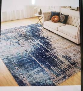 lot 2768 image: VK Living 9x12 Washable Area Rug, BlueGold