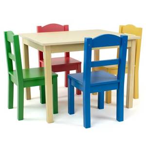 lot 2815 image: 5pc Kids Wood Table and Chair Set Natural Humble Crew