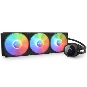lot 3704 image: NZXT - Kraken 360 - 120mm Fans  AIO 360mm Radiator Liquid Cooling System with 1.54 LCD display and RGB Fans - Black