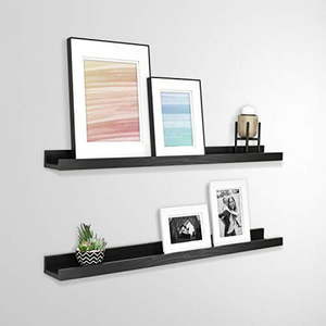 lot 3713 image: MCS Industries MCS 68909 Black Woodgrain 35 Inch Set, Set of 2 Picture Ledge