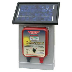 lot 3715 image: Parmak DF-SP-LI Deluxe Field Solar-Pak 6 Electric Fence Charger Solar6 Volt Battery 25 miles Built-In Performance Meter Weatherproof Portable