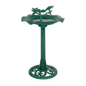 lot 3716 image: 33 Lotus Birdbath With Birds - Blue - Alpine Corporation