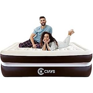 lot 5905 image: Ciays Air Mattress with Built-in Pump, 16 Elevated Blow Up Mattress with Carrying Bag for Home and Camping, Flocked Top Inflatable Air Bed for Guests, Family, Queen, Brown (B09TSG7F4R)