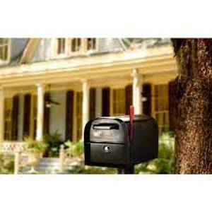 lot 2818 image: Architectural Mailboxes Model 6300 Black Metal Mailbox