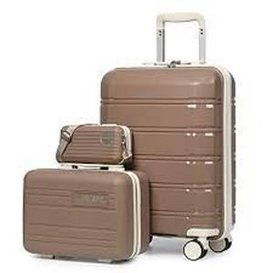 lot 2835 image: Joyway 3 Piece Hard Shell Rolling Luggage Set, Brown