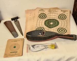 lot 1051 image: Knapp Sports Saw - Project Home Safe Lock, new - Ammo Belt - Targets