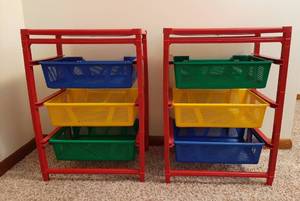 lot 1115 image: Storage Unit Organizer, 2 Units, 3 Drawers each, Plastic, 18x15x26