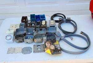 lot 2028 image: Electrical Boxes, Appliance Cords and 2 Timers